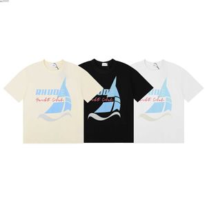 2023 camiseta de moda para hombres y mujeres Br Rhude s 2023 American Yacht Club impreso hilo algodón ocio manga corta Rnu6