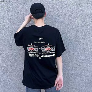 2023 T-shirt de mode pour hommes et femmes Marque Rhude s American Co-branded Formula Racing Impression à manches courtes High-street Trend Street Loose Hip-hop for Men 6eb3