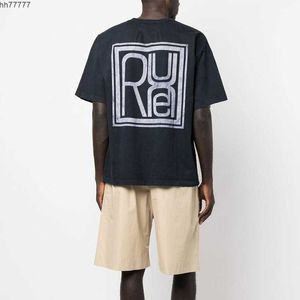 2023 Heren- en damesmode T-shirt Brand Rhude S Zegel Korte mouw Zwart katoen Summer Loose Half Round Neck Couple 76GD