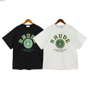 2023 Herren- und Damenmode-T-Shirt Marke Rhude S American High Street Einfacher Briefdruck Paar Lose Lässige Vielseitige Baumwolle Kurzarm XQD3