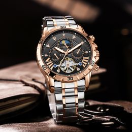 Automatisch herenhorloge Mechanisch horloge Geheel roestvrij staal Zwemhorloge Saffier Lichtgevend horloge Zakelijk casual luxe horloge