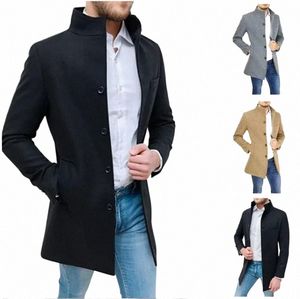 Manteau à col montant en laine pour hommes, coupe-vent décontracté, solide, collection automne et hiver 2023, C29i #