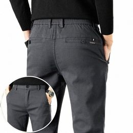 2023 Hommes Automne Busin Casual Cott Pantalon Élastique Droit Formel Fi Pantalon Mâle Marque Vêtements O4ry #
