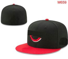 2023 Béisbol para hombres Sombreros ajustados Sox LA SF Clásico Rojo Color negro Hip Hop Cincinnati Deporte Diseño cerrado completo Gorras Chapeau 05 Stitch Heart "Serie" "Love Hustle Flowers A0