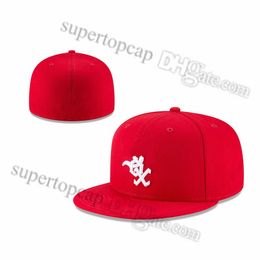 2023 Heren Honkbal Volledig Gesloten Caps Zomer Marineblauw Letter Bot Mannen Vrouwen Rode Kleur Alle 32 Teams Casual Sport Flat Fitted hoeden "sox" "Chicago Mix Kleuren F27-044