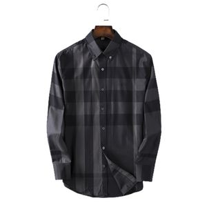 2023 Chemise décontractée pour hommes Designer Plaid Fashion Col Polo Manches longues Bouton unique Classique Confort Business Coton Chemise décontractée Taille asiatique M-4XL 03