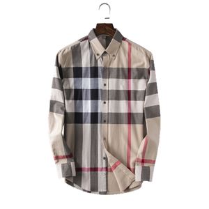 2023 Casual overhemd voor heren Designer Plaid Fashion Polokraag Lange mouw enkele knoop Klassiek Comfort Zakelijk katoenen casual overhemd Aziatische maat M-4XL 02