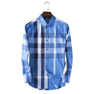 2023 Chemise décontractée pour hommes Designer Plaid Fashion Col Polo Manches longues Bouton unique Classique Confort Business Coton Chemise décontractée Taille asiatique M-4XL 06