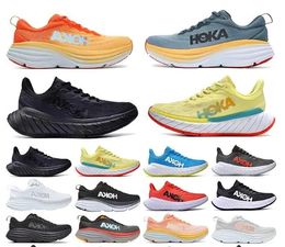 2023 Designer de chaussures décontractées pour hommes Clifton New Hoka One One Bondi Sneakers noir bleu jaune blanc orange Amber jaune gobelin bleu gris gris pour hommes et femmes chaussures de baskets 36-45