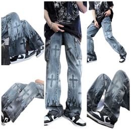 2023 Pantalones de calle de diseñador de moda para hombres Verano Thin Cross Vibe Blast Men's Putuo Western Jeansjtkc