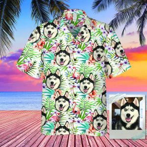 2023 Heren Hawaii Shirt Nieuwe tropische bladeren en huisdieren - Personaliseerde hond en kat unisex Diy heren en damesoverhemden