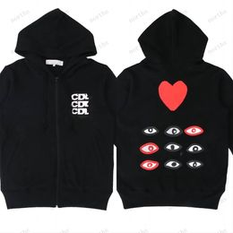 2023 Sudadera con capucha para hombre Mujer Cremallera Abrigo suelto Sudadera con capucha Commes Cardigan Des Small Red Heart Chaqueta Garcons Estándar y Fleece Casual Jumpers Cardigan 11