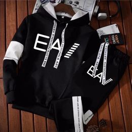 2023 männer Hoodies Jogginghose Trainingsanzug Sport Marke Gedruckt Casual Sweatshirt Set Outdoor Sport Anzug Outfits Jogging Pullover 240112