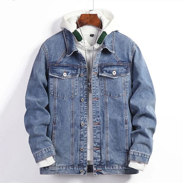 2023 hommes vestes grande taille M-7XL hommes automne nouveau bleu clair lavage Denim veste lâche et mode nouveau manteau