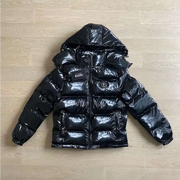 2023 Vestes pour hommes TOP Trapstar Manteaux noirs brillants Hommes Femmes Broderie Irongate Veste Capuche Amovible Hiver