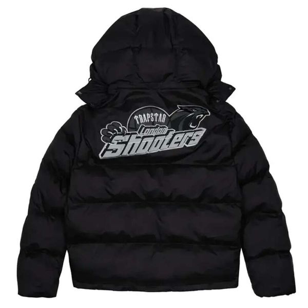 2023 Chaquetas para hombres Trapstar London SHOOTERS CHAQUETA CON CAPUCHA PUFFER NEGRO REFLECTANTE Chaqueta con capucha bordada Sudadera con capucha térmica Hombres Abrigo de invierno Tops Moda