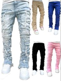 2023 Heren Jeans Heren Broek Stretch Skinny Sticker Denim Rechte Buis Casual Slim Fit Mannelijke Broek