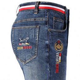 2023 Jeans pour hommes épaissir vêtements d'automne coréens BruceShark nouveaux pantalons pour hommes Fi Casual jambe droite style ample étirement 93qv #
