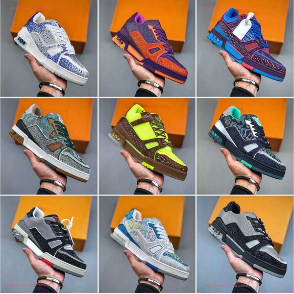 2023 Men de luxe de luxe Sneakers de mode Brand Donkey Brand 8 Color Men's's's Trainers Low-Top Crystal Diamond Series Lovers Outdoor Basketball Chaussures de basket-ball