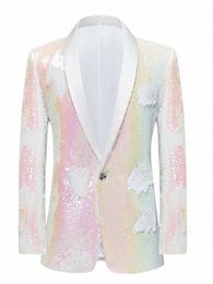 2023 Magic Ongle Glitter Sier Paillette Performance Blazer Chanteur Hôte Dr Stage Performance Slim Blazer R4Ad #