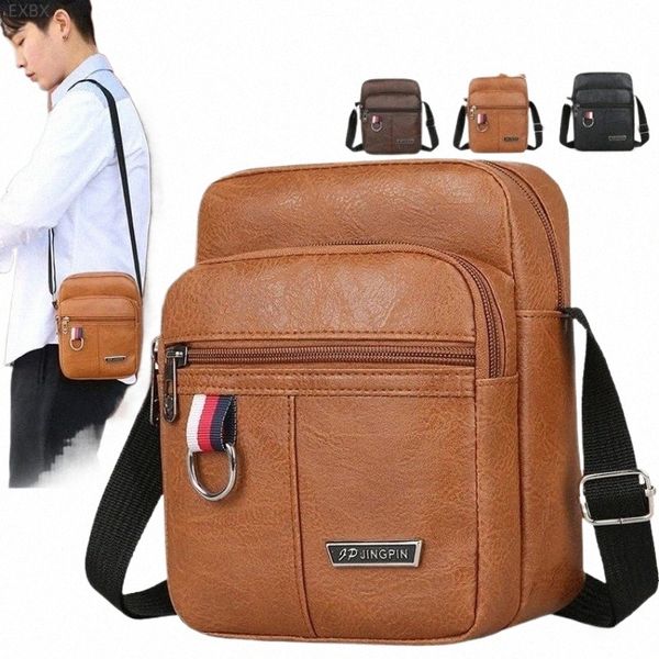 2023 Hombres Menger Bag Crossbody Bolsas de hombro PU Cuero Hombres Travel Sling Bag Gran capacidad Busin Menger Bag para hombre L59o #