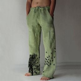 2023 pantalons pour hommes été Vintage hommes coton lin surdimensionné survêtement pantalon Hip Hop Avatar imprimer mâle grande taille ample jambe large hommes