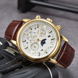 2023 Montre à quartz pour hommes Montre de mode d'affaires PHL Sun Moon Montre de luxe Design Bracelet de montre en cuir de haute qualité Top Luxe 001