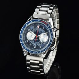 Omeg Luxury Brand heren roestvrijstalen luxe AA-horloge met quartz tweede lopende chronograaf Business Fashion horloge waterdicht 24-uurs kalender