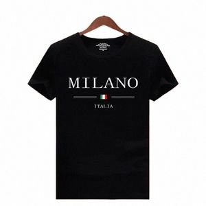 2023 Mannen Zomer Milano Letters Print Y2k T-shirt Man Korte Mouwen Luxe Tees Kleding Losse Pure Cott Soft tops P2Xq #