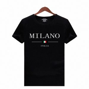 2023 Mannen Zomer Milano Letters Print Y2k T-shirt Man Korte Mouwen Luxe Tees Kleding Losse Pure Cott Soft tops R79y #