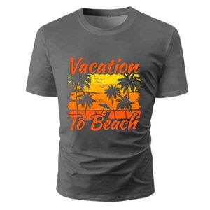 2023 T-shirt à manches courtes de la plage hawaïenne solide de l'été masculin