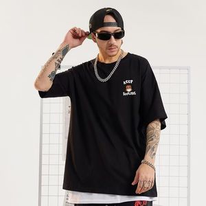 2023 Mannen T-shirt Casual T-shirts American Street Spoof Hip Hop Tees Mannen Cartoon Korte Mouw Losse Oversized T-shirts Plus Vet Half Mouw T-shirt Tops