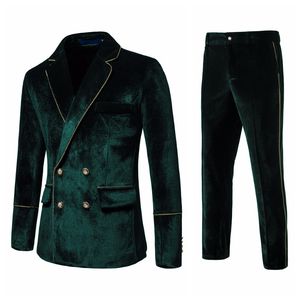 2023 costume de velours pour hommes blazers incrustés de dentelle d'or robe de costume à double boutonnage costume de performance taille EUR robe de couleur unie S-XXL