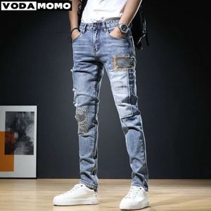 2023 hommes élégant déchiré jean pantalon mince droite effiloché Denim vêtements hommes nouvelle mode pantalon maigre vêtements pantalons Hombre