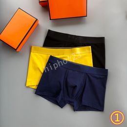 2023 Hommes Slip Boxers Designer Homme Sous-Vêtements Solide Couleur Sexy Respirant Hommes Sous-Vêtements Marque Boxer Confortable Porter Trois pièces en un Courant de marée