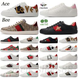 Ace Sneakers Bee Snake Designer Chaussures Plate-forme Italie Cuir Brodé Tigre Noir Interverrouillage Blanc Hommes Chaussure Marche Casual Baskets De Sport EUR 36-45