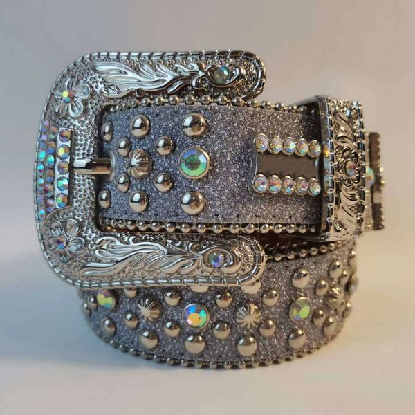 2023 Hombres Mujeres Alta calidad Bb Simon Cinturón Diseñador de lujo Cinturón Retro Aguja Hebilla Cinturones 20 Color Cristal Diamante Bling Rhinestones como regalo EUUN