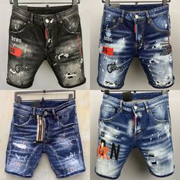 Herenontwerper Summer Denim Shorts Hoge kwaliteit jeans voor mannen Fashion Slim Raggedy Paint Splash Short Pants