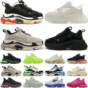 2023 Men Dames Triple S Sneaker Luxe Designer schoenen Zwart Witblauw Rood Geel Gebrede Mens Platform Trainer 36-45 R24