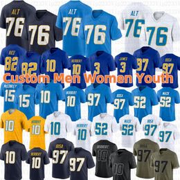 Joe Alt Ladd McConkey Brenden Rice Justin Herbert Football Jersey Joey Bosa Khalil Mack James Jr Embroderie