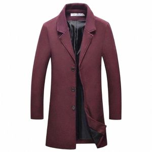 2023 Hommes Laine Mélange Manteau Automne Hiver Nouveau Casual Lg Coupe-Vent Veste Mâle Couleur Unie Simple Boutonnage Trench-Coat Veste p24g #