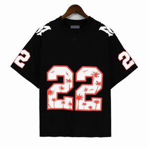 2023 Mens AM T Shirt Broderie À Manches Courtes Outfit Chenille Survêtement Noir Coton Londres Streetwear Top Tees OVERSIZED 22 FOOTBALL TEE