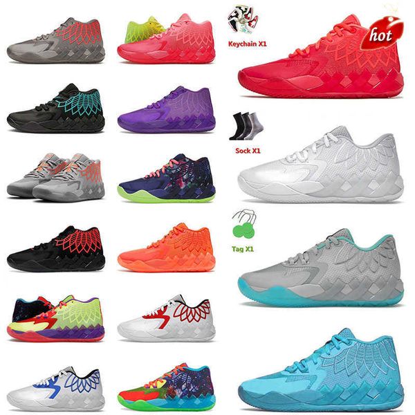 2023 Chaussures de basket-ball authentiques pour hommes 1 Lamelo Ball MB.01 Black Blast Queen City All Blue Rick et Morty Galaxy Buzz Chaussure de sport Baskets de tennis