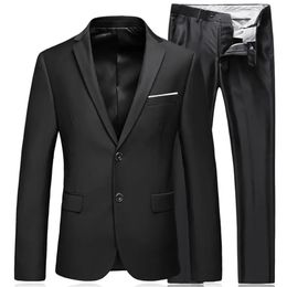 2023 Mens Business Fashion High Quality Gentleman Black 2 Pieces Set Set Blazers Coat Jacket Pantal