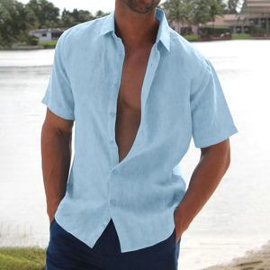 2023 hommes Blouse décontractée coton lin chemise hauts amples à manches courtes été belles chemises 240306