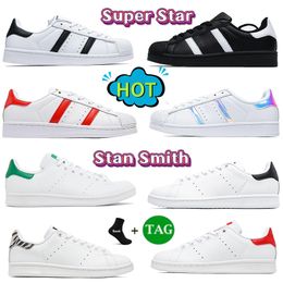 2023 zapatos casuales para hombre zapatillas de deporte de diseño Stan Smith Super Star Cloud White Core Black Foundation Metallic Gold Silver Navy Lush Red Hombres Mujeres Deportes Entrenadores