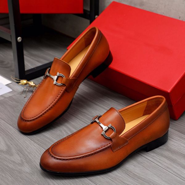 2023 Hommes Chaussures Habillées En Cuir Véritable Marque Designer Appartements Chaussures De Mode Brogue Chaussures De Haute Qualité Hommes D'affaires Formelle Mocassins Zapatos Hombr Taille 38-44