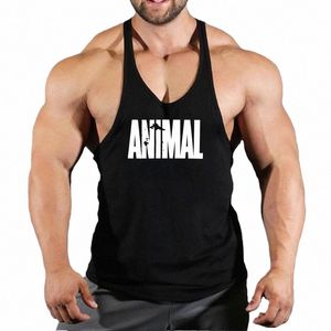2023 Hommes Gym Débardeur Hommes Fitn Sleevel Chemise Homme Cott Animal Print Fitn Sports Gilet Undershirt Gym Running Vest Hommes V1tA #
