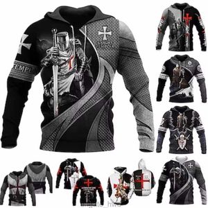 2023 Heren hoodie trui hoodie sweatshirt grafische Tempeliers kruis 3D printen ontwerper Heren wintertrui
