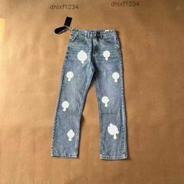 2023 Heren Jeans Designer Maken Oude Gewassen Chrome Rechte Broek Hart Brief Prints Voor Vrouwen Mannen Casual Lange Stylevm85